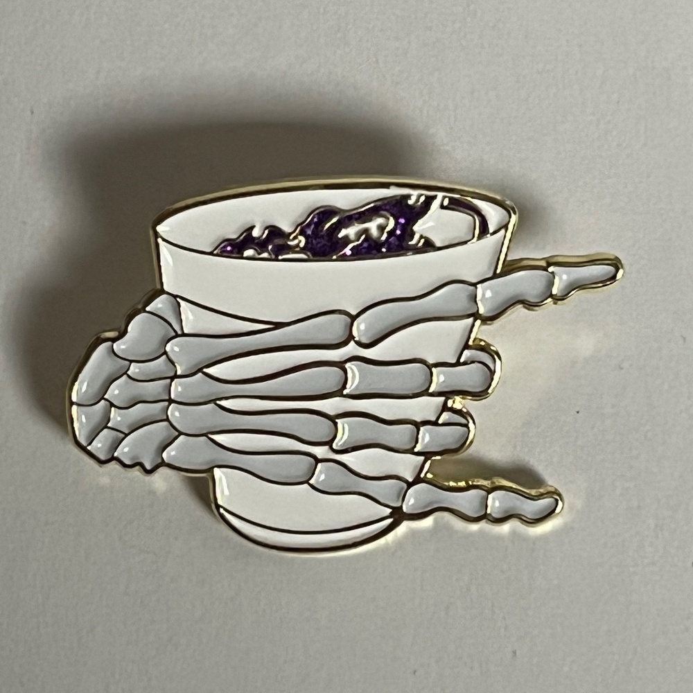 Skeleton Hand Paint Drink Cup Hat Pin Pins Hats Fitted New Era Glitter Gold